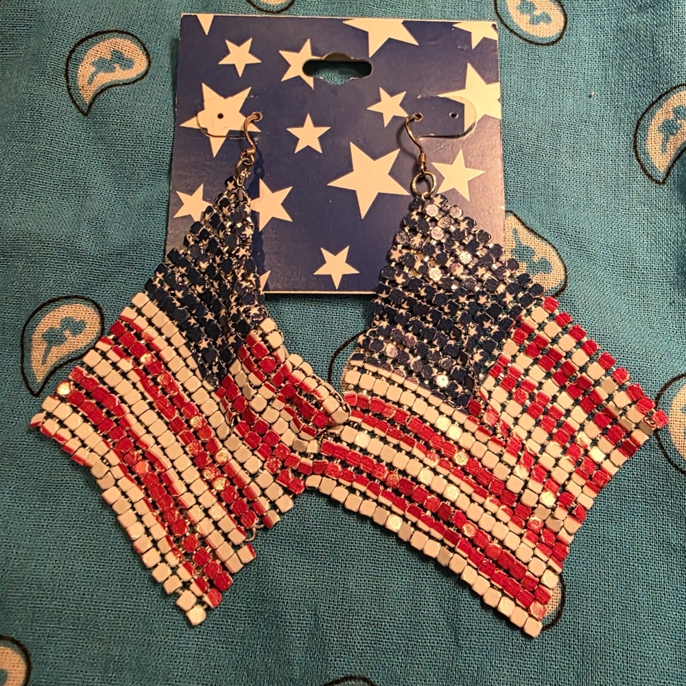 Source Unknown American Flag Earrings